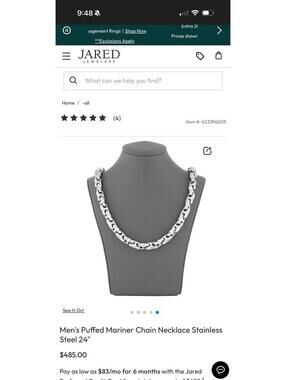 Men's Puffed Mariner Chain Necklace Stainless Steel 24"